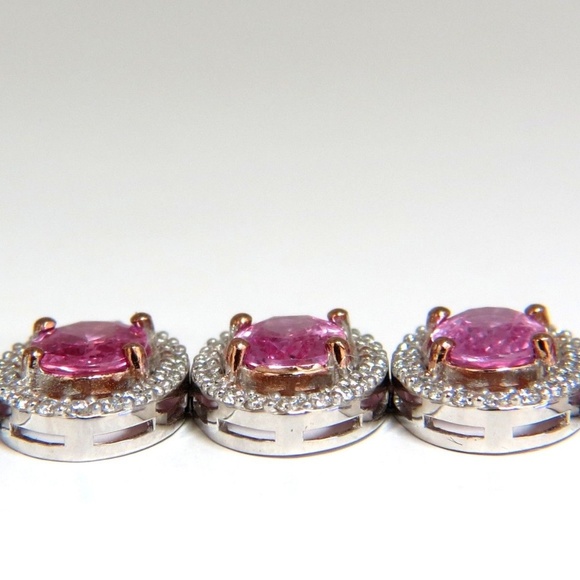 Natural No Heat Pink Sapphire and Antique Cushion Diamond  27.47ct natural Vivid Pink Sapphire diamond bracel